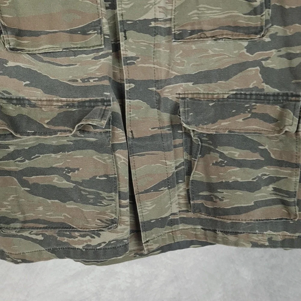 Vintage Tiger Stripe Camo Jacket Mens Large Green Military Canvas Combat Field